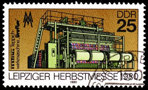 Textima - Carpet knitting machine "Liroflor", serie, circa 1980 Stock Photos
