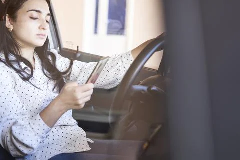 Texting and driving concept Stock Photos