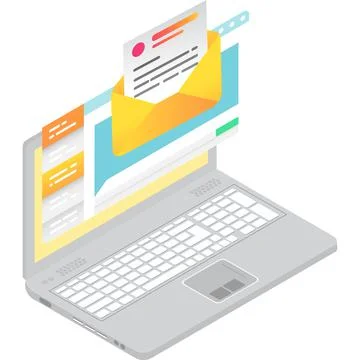 Texting email on laptop computer vector icon 库存插图