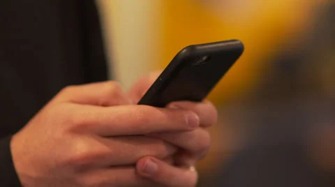 Texting on iPhone 6 Close Up Video stock 46076391