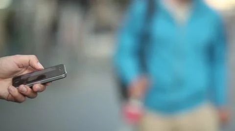 Texting on Iphone close up [slider shot] Stock Footage 42253908