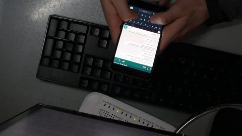 Texting Late Night At Work In The Office Stock Footage 86763421