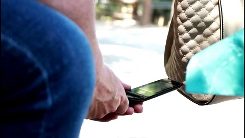 Texting on old flip phone Stock Footage 76010341