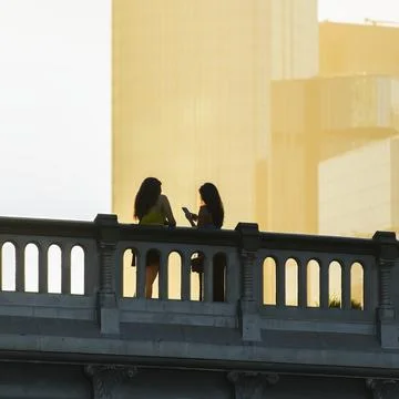 Texting on the Princes Bridge, Melbourne Stock Photos