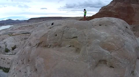 Texting on top of the world Video stock 43555992