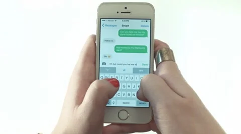 Texting on a White iPhone Stock Footage 52443570