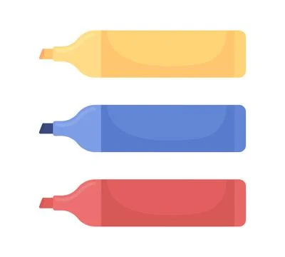 Textmarkers semi flat color vector objects set イラスト素材