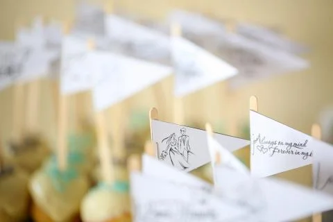 Texts on cake pops Stock Photos