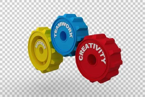 Texts on gears over white background Stock Photos