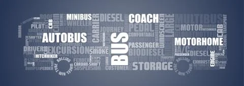 Texts shaped to show bus Stock Illustration