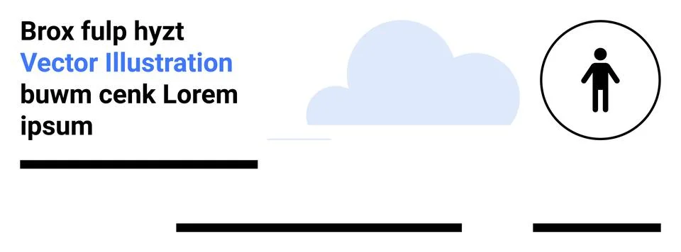 Textual elements in a clean layout with a blue cloud graphic and a black pers Illustrazione stock
