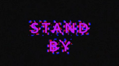 Textual standby message glowing with neon purple light against a dark backg.. Stock Footage 343416221
