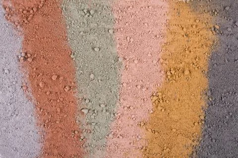 Textural gradient from different cosmetic clay mud powders Foto stock