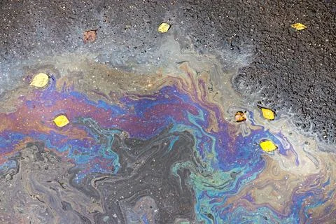Textural pattern spots of oil or gasoline Foto stock