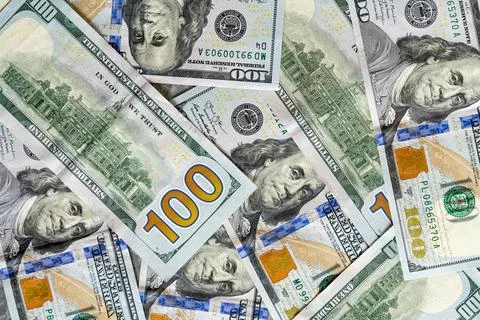 Texture 100 dollar bills texture over the table Stock Photos