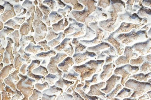Texture of abstract shape limestone deposits of travertine Pamukkale. Stock Photos