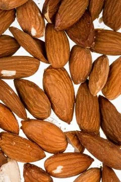 Texture of almonds ioslated on white background Stock Photos
