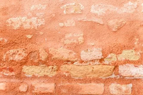 Texture Of Ancient Brick Wall In Close Up. Stock Photos