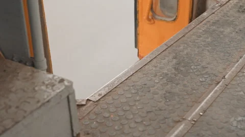 Texture and atmosphere of urban subway station environment. Closeup view Stock Footage 332925335