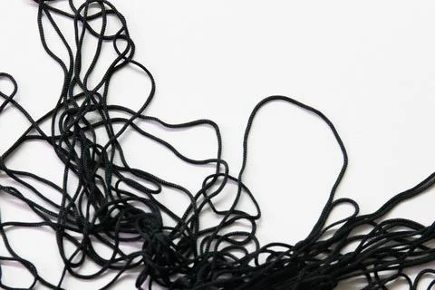 Texture and background concept, Tangled Threads on white background Stock Photos