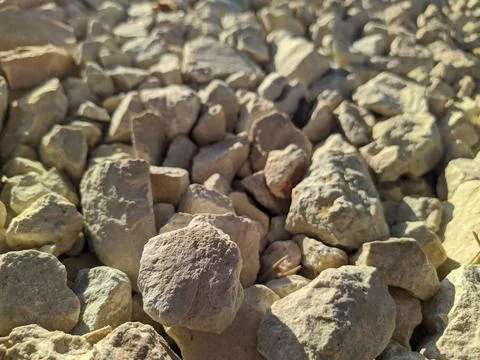Texture and background of fine rubble on a blurred background in the daytime. Fotos Stock