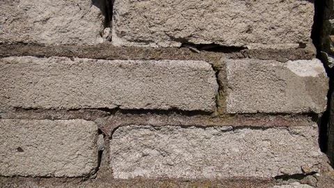 Texture and background of old and white bricks wall Foto stock