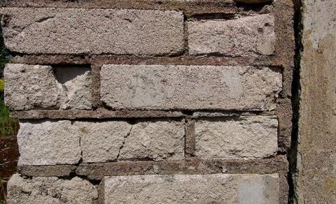 Texture and background of old and white bricks wall Stock Photos