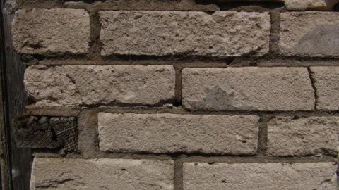 Texture and background of old and white bricks wall 스톡 사진