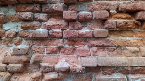 Texture and background of old and red bricks wall Stock Photos