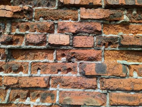 Texture and background of old and red bricks wall Stock Photos