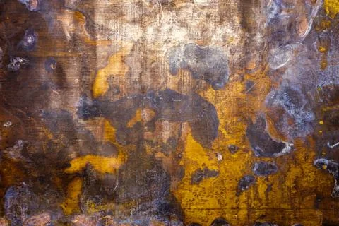 Texture and background of old oxidated sheet of brass with with white patina  Stock Photos