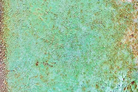 Texture and background of rusty iron with green paint. Stock Photos