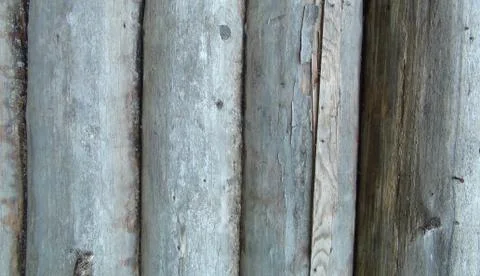 Texture and background of vertical old wooden logs Stock Photos