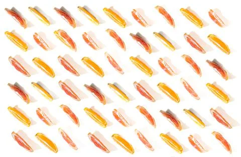 Texture and Pattern from chopped fruit oranges and grapefruits isolated on a  Stock Photos