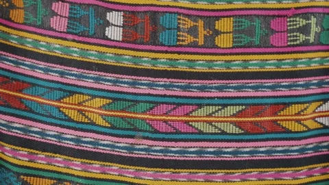 Texture And Pattern Of Colorful Mayan Textile - Close Up Stock Footage 262058419