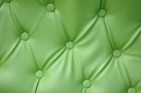 Texture and pattern of green leather seat upholstery Stock Photos