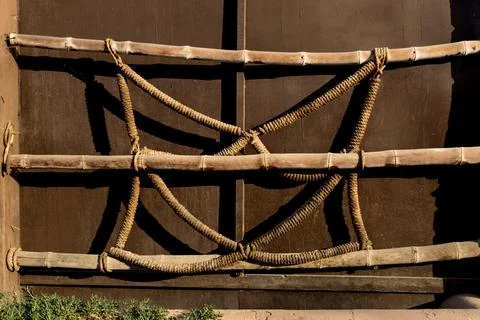 Texture and pattern of old brown rope 스톡 사진