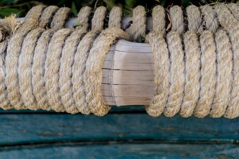Texture and pattern of old brown rope 스톡 사진
