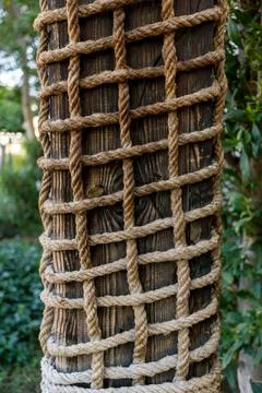 Texture and pattern of old brown rope Stockfoto's