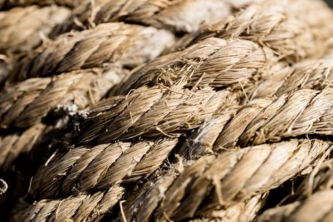 Texture and pattern of old brown rope 스톡 사진