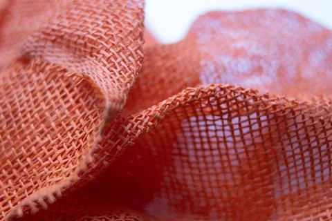 Texture and pattern of Orange hessian, also known as burlap Stock Photos