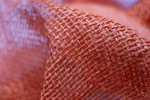 Texture and pattern of Orange hessian, also known as burlap Stock Photos