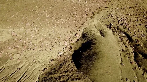Texture and patterns on mineral desert floor BIRDS EYE VIEW Stock Footage 88348231