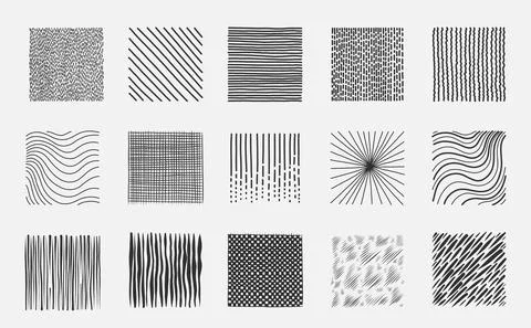 Texture art ink drawing exemples pencil. Design abstract sketch black color. Stock Illustration