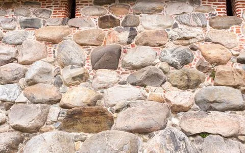 Texture background of ancient orthodox monastery stone wall Stockfoto's