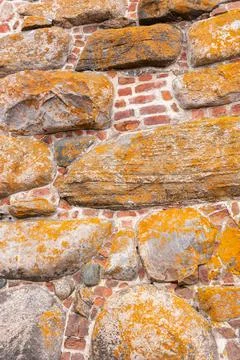 Texture background of ancient orthodox monastery stone wall 스톡 사진
