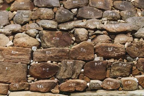 Texture, background and pattern of caste stone wall Stock Photos