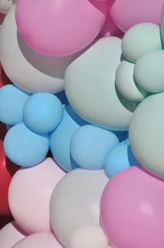 Texture, background of balloons with different colors and sizes Stock Photos