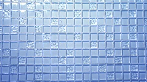 Texture background blue mosaic, small square transparent tiles on the wall.Glass Stock Footage 112724686