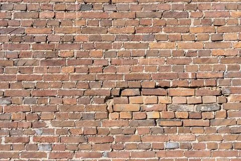 The texture background brick wall made of old red brick Foto stock